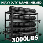 5-Tier 60" W X 24" D X 72" H Storage Shelves 3000LBS Garage Shelving Metal Storage Racks and Shelving Adjustable Heavy Duty Shelf Units for Basement Industrial(Black)