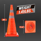 RoadHero 28 Inch 8 Pack Collapsible Traffic Cones, Multi Purpose Pop-up Orange Cones with Reflective Collar for Road Safety, Parking Cones for Sports, Driving Training