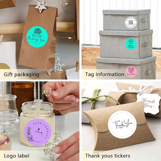3 X 3 Inch Round Thermal Labels Circle Color Coding Labels Printable Waterproof 500PCS Round Stickers Adhesive Writable for Office, Home, DIY Sticker, Barcodes, Name Tag, Watercolor Green