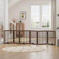 Dog Gates for Doorways, Freestanding Dog Gate Indoor, Foldable Pet Gates for Doorways Bedroom, Puppy Gate with Metal Support Feet, Room Divider 6 Panels (Dark Walnut)