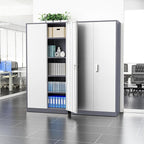 Crownland 72" Metal Storage Cabinet, Lockable Garage Cabinets, High Office Storage Cabinet with Adjustable Shelves for Garage, Home Office, Classroom, Pantry, File(Grey White-Narrow Size)