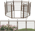 32 in(H) Decorative Garden Fence Outdoor for Yard with Gates,Heavy Duty Iron 8 Panels Total 17.3ft(L) Anti Dig Fence with Gravity Automatic Lock for Indoor/Outdoor Decorative Dog Fence,Brown