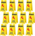 MATTHEW CLEANING 25'' Industrial Wet Floor Sign 12 Pack 2-Sided Durable Corrugated Plastic Birght Yellow Multilingual Warning Signs Commercial Caution Wet Fold-out Floor Signs For Indoors