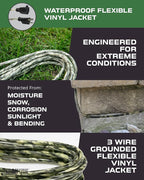 Iron Forge Cable Camo Outdoor Extension Cord 25 ft, 16/3 SJTW 25 Foot Camoflauge Exterior Extension Cord 3 Prong, Weatherproof Heavy Duty Power Cable for Outside, Deck, Landscaping, Lawn & Hunting