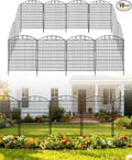 40in Tall 10-Panel Metal Garden Fence with Gate, No Dig Temporary Yard Fencing, Reusable Animal Barrier for Large Dogs & Garden Protection, Black