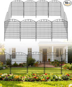 48in Extra Tall Garden Fence, 10-Panel Metal Animal Barrier, 24ft Long No Dig Temporary Fencing for Yard, Reusable Defense for Big Dogs & Privacy