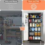 Aobabo Upgrade 71H''*34''W*18''D Metal Garage Storage Cabinet with Wheels and Pegboards, 5 Adjustable Shelves Steel Storage Cabinets for Home,Warehouse,Garage,Assembly Required,Black Sliver