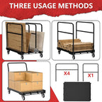 Drywall Cart, Heavy Duty Flatbed Carts and Panel Cart Dolly with 5 Handles, 1500LBS Load Capacity, Carbon-Steel Construction with Anti-Slip Pattern, 38.38" x 24" Inch Platform Truck, Black