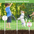 Decorative Garden Fence 17in (H) x 10ft (L), 10 Pack Metal No Dig Garden Fencing Animal Barrier for Dogs & Rabbit, Arched Flower Bed Edging Ornamental with Ground Stake for Yard & Patio, White