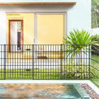 Metal Garden Fence with Gate 33.3in (H) x 23.3ft (L), 1 Gate + 9 Panels Dog Fence Border Fence Animal Barrier, No Dig Garden Fencing for Yard Flower Bed Lawn Patio Outdoor, PIN332810G Black
