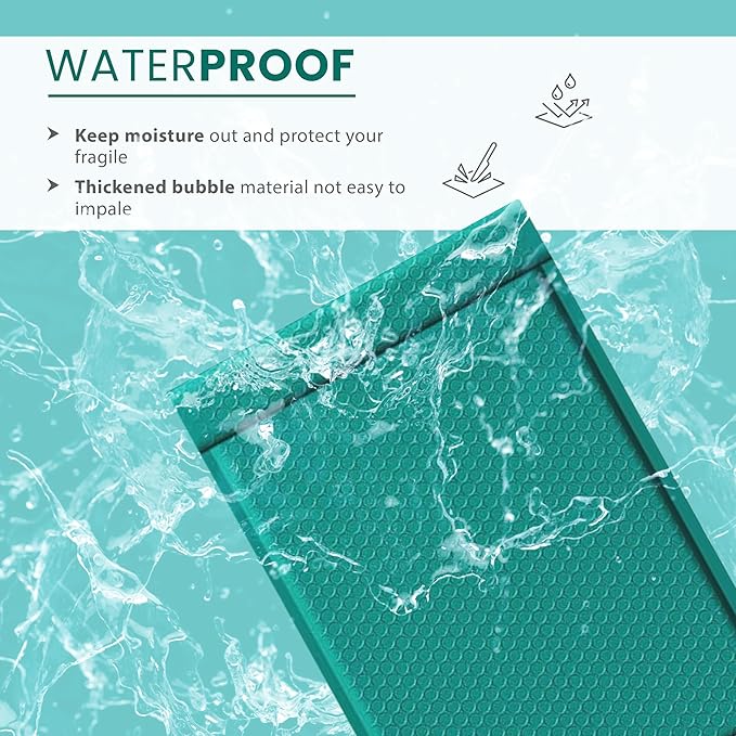 Green 8.5x12 Inch Poly Bubble Mailers #2 | Self Seal Large Padded Envelopes | Air Cushioned Bubble Mailer | Usable Size 8.5x11 | Waterproof Lightweight Mailing Shipping Bags | 100 Pack Bulk
