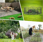 SUNLAX 10 Panels Garden Fence 20ft(L) x 24in(H) Metal No Dig Fence Animal Barrier for Dogs Temporary Fence for Backyard Outdoor Garden with Gate