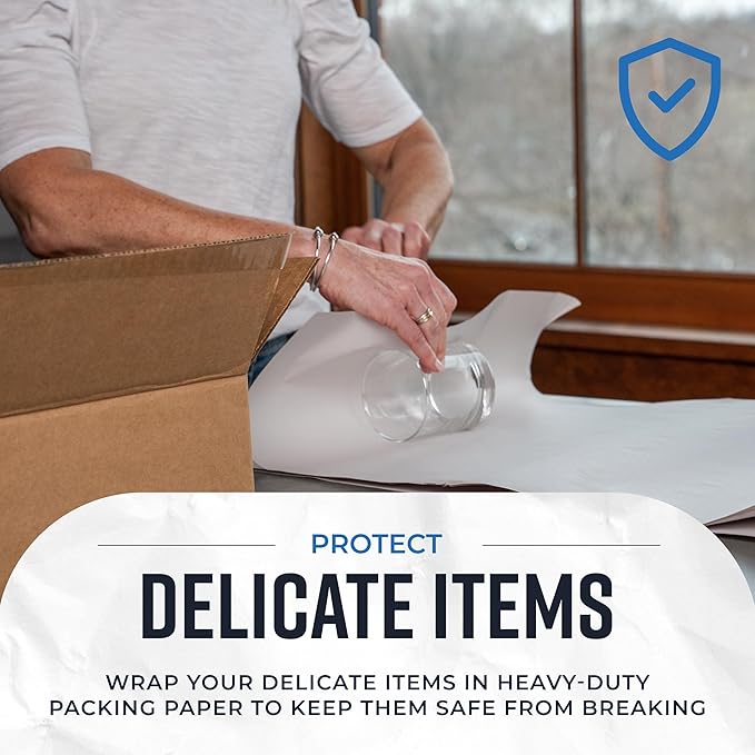Packing Paper Sheets for Moving | 480 Sheets | 27" x 17" | 15lb | Made in USA | Newsprint Paper | Must Have in Your Moving Supplies