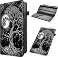 Car Registration and Insurance Holder, Leather Car Glove Box Organizer, Cool Car Accessories for ID, Driver's License Cards & Essential Document,business cards,Men&WomenBlack White Tree Moon