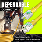200ft Outdoor/Indoor Extension Cord 12/3 Gauge Extra Heavy Duty 3 Prong SJTW, Waterproof, Flexible Cold-Resistant Long Power Cord,8A 125V 1000W, Yellow by LifeSupplyUSA