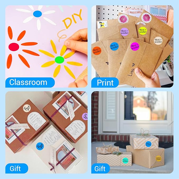 1 Inch Circle Dot Stickers 1000 PCS Color Coding Thermal Labels Dots Writable Printable Small Round Stickers for Office, Classroom, Inventory, Garage, Organizing Storage, Fluorescent Blue