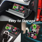 Car Registration and Insurance Holder, Leather Car Glove Box Organizer, Cool Car Accessories for ID, Driver's License Cards & Essential Document,business cards,Men&WomenSkull Pink Rose Flower