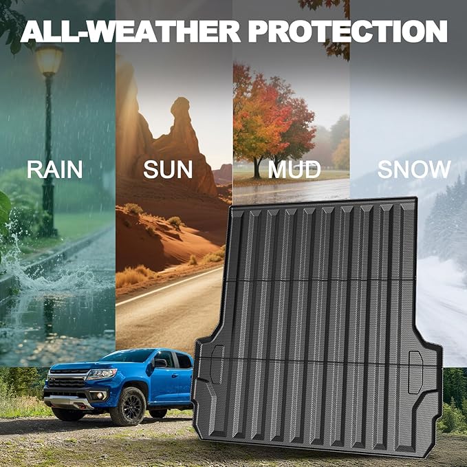 Truck Bed Mat for 2026 2025 2024 Toyota Tacoma, All Weather Truck Bed Liner for 2026 2025 Toyota Tacoma Accessories, 5FT TPE Cargo Liner Truck Mat