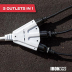 Iron Forge Cable 50ft White Outdoor Extension Cord with 3 Outlets - 14/3 SJTOW Oil Resistant 15 Amp 50ft Extension Cord 3 Prong - Multiple Outlets with Lighted End
