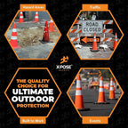 Xpose Safety 36 Inch Orange Traffic Cones with 6" & 4" Collars, 4-Pack - Multipurpose PVC Plastic Safety Cone for Parking, Soccer, Caution, Kids and Construction - DOT Approved