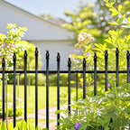 Metal Garden Fence 32" H x 24" W (5 Panels, 10 Ft Total) Rustproof Animal Barrier No Dig Decorative Fencing for Dogs,Pet, Yard,& Patio, Easy Installation