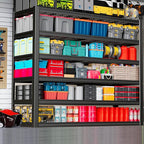 7-Tier Heavy Duty Garage Shelving Units, 65" Wide Deep Storage Shelves,Black Metal Garage Shelves,Steel Shelf,Large Storage Rack,Industrial Shelving for Shop, 65" W x 24" D x 96" H, 2 Pack