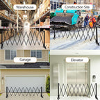 11.5FT Expandable Barricade Gate, Expandable Metal Barricade Gate Alloy Fence with Wheels, Retractable Crowd Control, for Industrial or Residential Use (Black, 11.5FT)