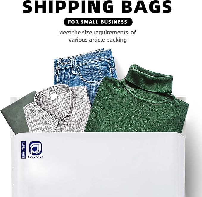 POLYSELLS 1000 pcs 12x15.5 Inches White Poly Mailers Shipping Envelopes, Strong Adhesive Sealing, Waterproof, and Tear-resistant Postal Mailing Bags for Clothing, Books, and Accessories