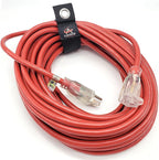 50 ft - 14 Gauge Extension Cord Outdoor - Made in USA - Lighted on Both Ends - Red Outdoor Extension_Cord Waterproof by Anthem Cable - Heavy Duty ExtensionCord 50 ft 15 Amp Extension
