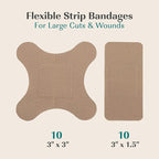 FEBU Eco-Friendly Large Bamboo Bandages | PFAS Free Bandages for Scrapes & Cuts | Flexible Fabric Bandage | Fully Compostable, Latex Free Bandage | 20 Count Large