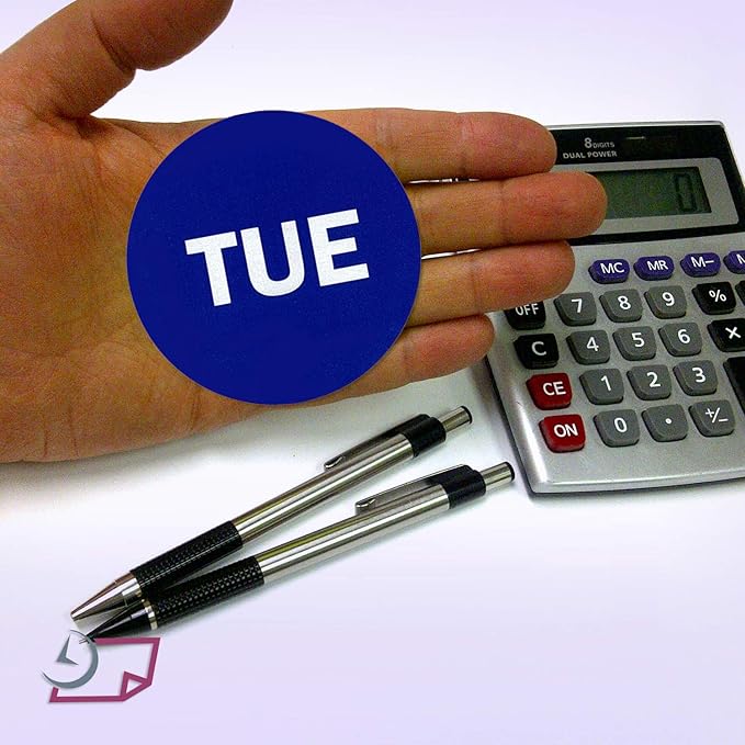 2" Round Day of The Week Blue Color Coding Dot Stickers, 500 per Roll (Tue)