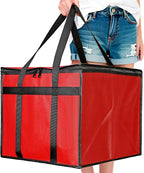 Bodaon Insulated Pizza Delivery Bag, 16" x 16" x 14" Pizza Warmer Bags for Carry Hot, Commercial Delivery Bag, Food Warmers for Parties, Pizza Pack Insulation, Pizza Carrier, Red, 1-Pack