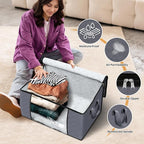 Fab totes Storage Bags,Clothes Blanket Storage Bins Foldable Closet Organizers with Reinforced Handle for Home Dorm Storage and Organization,Fabric Bags for Organizing Sheets,Clothing (Grey,8 Pack)