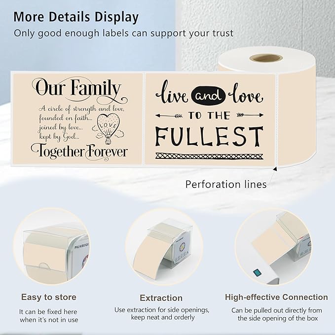 3x5 Inch Thermal Label Stickers,300Pcs Waterproof Rectangle Labels for Storage Bins,Moving Boxes,Address & Inventory Organization,Small Business Labeling,Light Brown