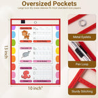 AKONEGE 5 Pack Oversized Dry Erase Pocket Sleeves - 10 x 13 Inch Ticket Holders Reusable Clear Plastic Sleeves Sheet Page Protectors for School Teacher Supplies & Classroom Organization, 5 Colors
