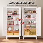 COFaR 71" Tall Pantry Cabinet with 5 Adjustable Shelves, White Storage Cabinet with Doors, Sturdy Freestanding Cupboard for Kitchen Organization, Living Room & Bathroom