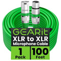 GEARit XLR Male to Female Microphone Cable (100 Feet, 1 Pack) 3-Pin Balanced Shielded Mixer, Recording Studio, Podcast - Green