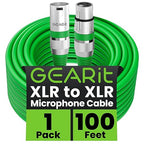 GEARit XLR Male to Female Microphone Cable (100 Feet, 1 Pack) 3-Pin Balanced Shielded Mixer, Recording Studio, Podcast - Green