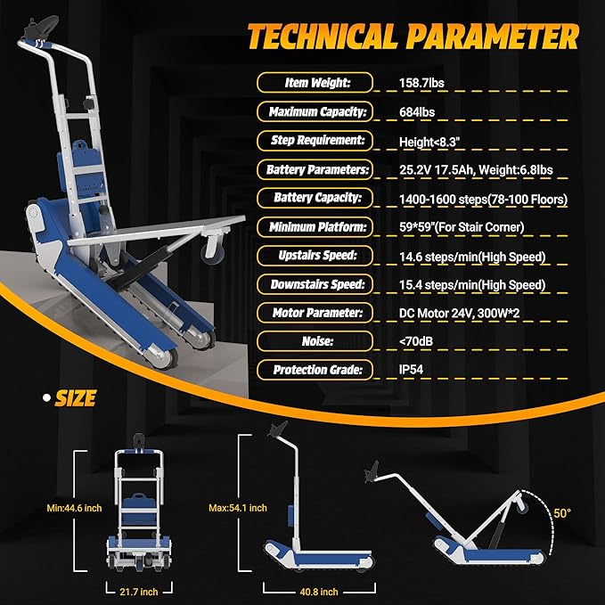 Heavy Duty Powered Track Stair Climbing Hand Truck, 683 LBS Load Crawler Stair Climber Dolly with Joystick Control & Separate Track Control(XSTO CT310)