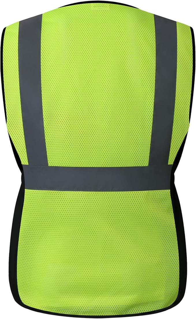 Safety Vest for women, Hi vis Reflective Lady Work vest With 9 Multi Pocket And Zipper
