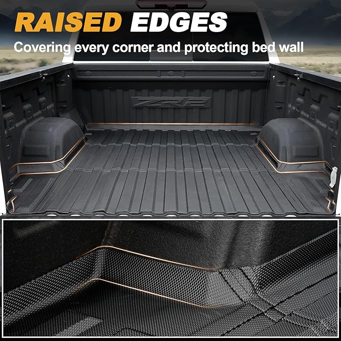 Truck Bed Mat Fit for 2019-2026 Chevy Silverado 1500 & Sierra 1500, 5.8FT All Weather Heavy Duty TPE Rear Bed Liner for 2025 Chevrolet Silverado Accessories (Not Fit for 5.5'/6.8'/8.2' Bed)