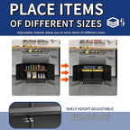 Metal Tool Cabinet,Garage Storage Cabinet System,Wall Cabinet & Locking Rolling Tool Cabinet with Doors and Adjustable Shelves,Steel Tool Cabinets for Home (2 Pcs-StyleE, Black)