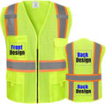 BeautyWill Custom Safety Vest Customized Logo Class 2 High Visibility Reflective Vest with Pockets Construction workwear