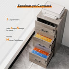 VINGLI 3 Drawer File Cabinet with Lock, Home Office Filing Organizer, for Letter Size File Folder Storage, Wood Tall Vertical Filing Cabinet, Printer Stand, Archivador (Rustic Gray)