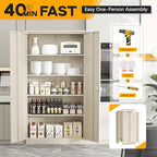 Greenvelly Metal Garage Storage Cabinet with 2 Doors and 4 Adjustable Shelves, 72”H Steel Lockable Storage Cabinet,Tall Metal Cabinet Locking File Cabinet for Office,Home, Garage, Gym, School