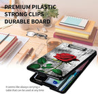 A4 Clipboards,Heavy Duty Waterproof Nursing Plastic Folder Clipboard with Storage Clip Boards,File Folder Storage Box Clipboard Case for Teacher,Doctor,Offices,Elegant Red Rose