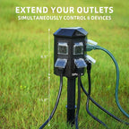 TiFFCOFiO Outdoor Power Strip with Stake Waterproof, 10 FT Extension Cord, 6 Grounded Outlets for Outdoor Lights, 14 AWG, 15A/1875W, ETL Listed (10 FT)