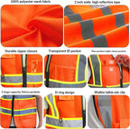 BeautyWill Custom Safety Vest Logo Class 2 High Visibility Reflevtive Vest Outdoor Protective Workwear