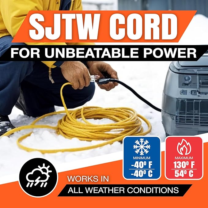 100ft Outdoor/Indoor Extension Cord 12/3 Gauge Extra Heavy Duty 3 Prong SJTW, Waterproof, ETL Listed, Flexible Cold-Resistant Long Power Cord,15A 125V 1875W, Green by LifeSupplyUSA