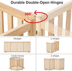 36" Height Extra Tall Freestanding Pet Gate, Solid Wood Folding Safety Fence Wooden Dog Gate with 2 PCs Support Feet Ideal for Stairs, Doorways, Halls, Kitchens, Heavy Duty Gates, 4 Panels, Oak